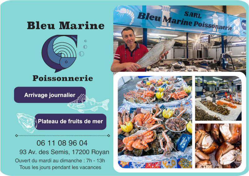 carte de visite bleu marine, poissonerie